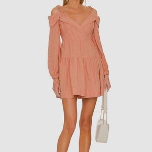 $395 Jonathan Simkhai Women's Pink Off-Shoulder V-Neck Mini Dress Size M